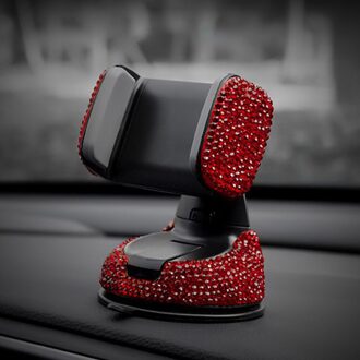 Crystal Rhinestones 360 Graden Auto Telefoon Houder Voor Auto Dashboard Auto Windows En Ontluchter Universele Auto Mobiele Telefoon Houder rood
