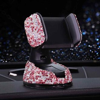 Crystal Rhinestones 360 Graden Auto Telefoon Houder Voor Auto Dashboard Auto Windows En Ontluchter Universele Auto Mobiele Telefoon Houder roze