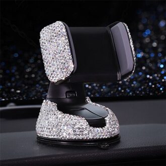 Crystal Rhinestones 360 Graden Auto Telefoon Houder Voor Auto Dashboard Auto Windows En Ontluchter Universele Auto Mobiele Telefoon Houder wit