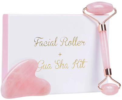 Crystal Roller Set Facial Massage Natural Jade Roller Gua Sha Set Jade Scraper Rose Quartz Stone Face Lift Massager Beauty Tool