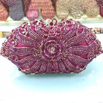 Crystal Slipkoppeling Avondtasje Voor Vrouwen Metalen Bloemen Clutch Party Purse Dames Bruiloft Bruids Diamant Kralen Handtas