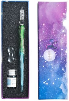 Crystal Sterrenhemel Glas Inkt Pen Glas Dip Pen Voor Schrijven Vulpen Set B