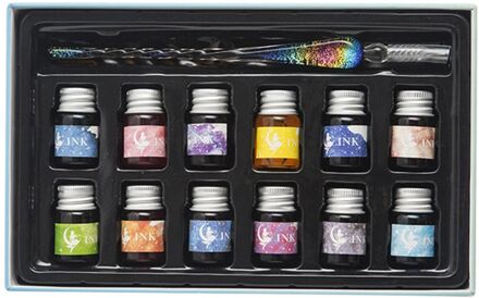 Crystal Sterrenhemel Glas Inkt Pen Glas Dip Pen Voor Schrijven Vulpen Set N7MA regenboog