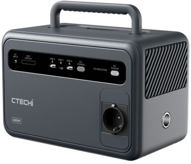 CTECHi GT600 600W 384Wh Portable Power Station with LiFePO4 Battery Solar Generator AC Pure Sine Wave Outlet and LED Light