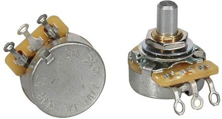 CTS USA CTS250-A57 250K audio potentiometer, solid shaft, short bushing .250", 3/8" diameter, pickguard mount