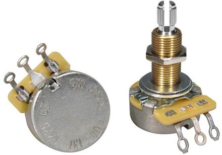 CTS USA CTS250-A63 250K audio potentiometer, long bushing .750", 3/8" diameter, for thick/ carved tops, LP USA