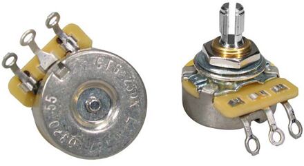 CTS USA CTS250-B55 250K linear potentiometer, short bushing .250", 3/8" diam., USA style dished back, pickguard mount