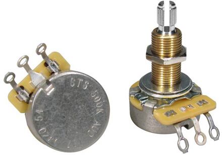 CTS USA CTS500-A54 potentiometer, long .750" bushing for thick/carved tops, 3/8" diam., LP USA, 500K audio