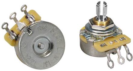 CTS USA CTS500-B62 potentiometer, short .250" bushing for pg mount, 3/8" diam. dished back, 500K linear