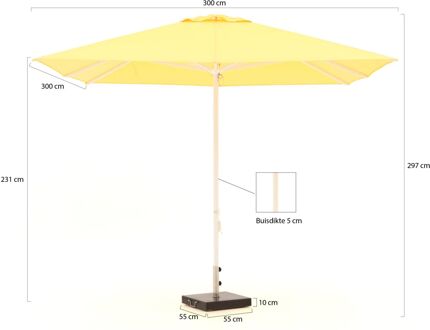 Cuba parasol 300x300cm - Laagste prijsgarantie! Geel