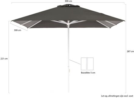 Cuba parasol 300x300cm - Laagste prijsgarantie! Grijs