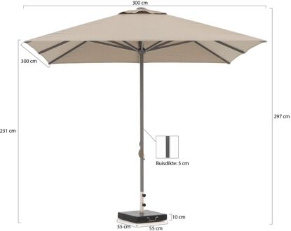 Cuba parasol 300x300cm - Laagste prijsgarantie! Taupe
