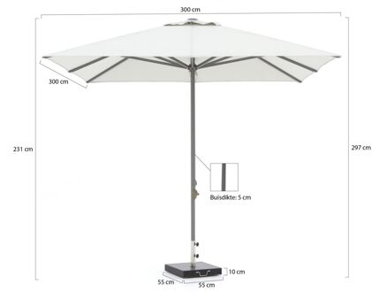 Cuba parasol 300x300cm - Laagste prijsgarantie! Wit