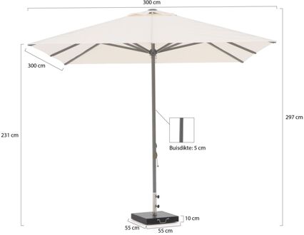 Cuba parasol 300x300cm - Laagste prijsgarantie! Wit