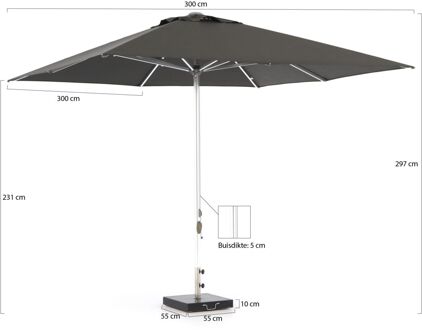 Cuba parasol 300x300cm - Laagste prijsgarantie! Zwart