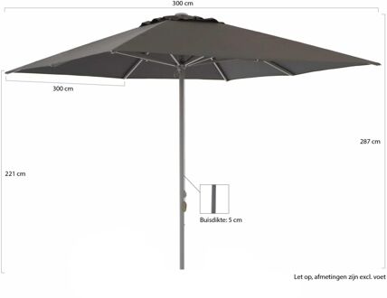 Cuba parasol 300x300cm - Laagste prijsgarantie! Zwart