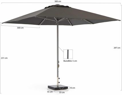 Cuba parasol 300x300cm - Laagste prijsgarantie! Zwart