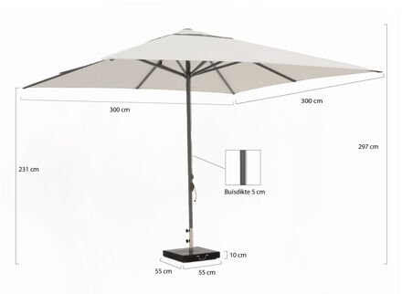 Cuba parasol 350x350cm - Laagste prijsgarantie! Grijs