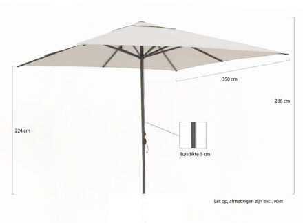 Cuba parasol 350x350cm - Laagste prijsgarantie! Grijs