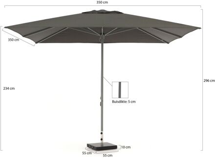 Cuba parasol 350x350cm - Laagste prijsgarantie! Grijs