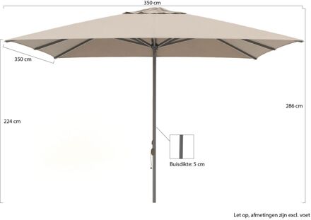 Cuba parasol 350x350cm - Laagste prijsgarantie! Taupe