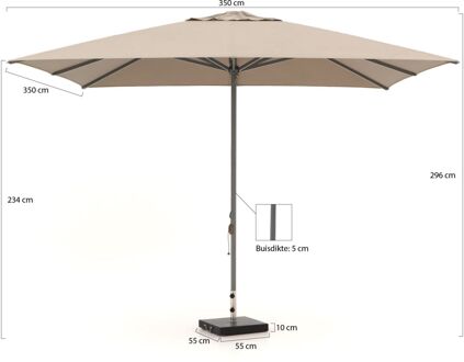 Cuba parasol 350x350cm - Laagste prijsgarantie! Taupe
