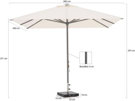 Cuba parasol 350x350cm - Laagste prijsgarantie! Wit