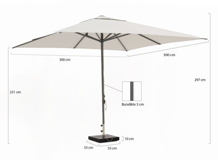 Cuba parasol 350x350cm - Laagste prijsgarantie! Wit