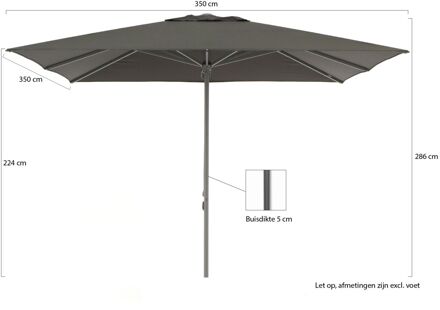 Cuba parasol 350x350cm - Laagste prijsgarantie! Zwart