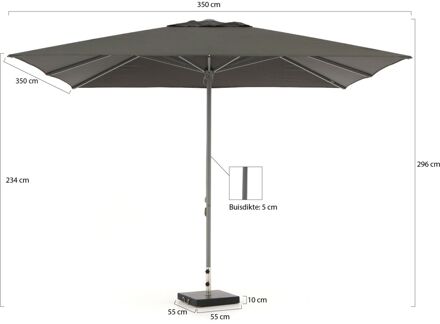 Cuba parasol 350x350cm - Laagste prijsgarantie! Zwart