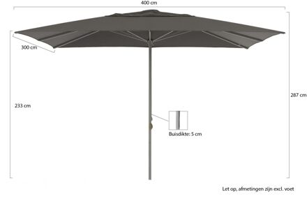 Cuba parasol 400x300cm - Laagste prijsgarantie! Grijs
