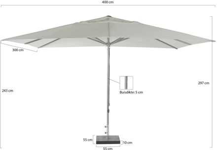 Cuba parasol 400x300cm - Laagste prijsgarantie! Wit