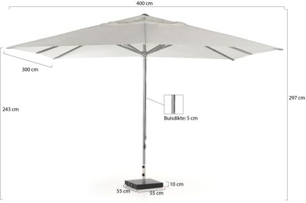 Cuba parasol 400x300cm - Laagste prijsgarantie! Wit