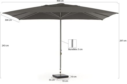 Cuba parasol 400x300cm - Laagste prijsgarantie! Zwart