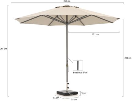 Cuba parasol ø 350cm - Laagste prijsgarantie! Taupe