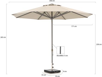 Cuba parasol ø 350cm - Laagste prijsgarantie! Taupe