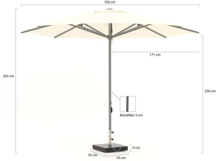 Cuba parasol ø 350cm - Laagste prijsgarantie! Wit