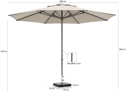 Cuba parasol ø 400cm - Laagste prijsgarantie! Taupe