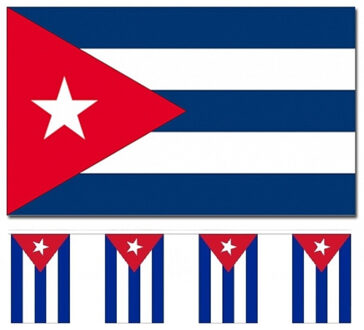 Cuba versiering/feestartikelen set - vlag 90 x 150 cm - vlaggenlijn van 300 cm - landen