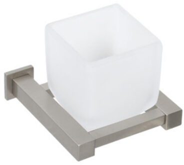 Cube bekerhouder matglas inox