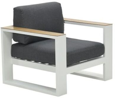 Cube lounge fauteuil mat wit/ reflex bl/ teak look