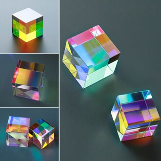 Cube Rainbow Prisma Optische Glazen Prisma Natuurkunde Licht Spectrum Educatief Model Outdoor Fotografie Tool 20-20-20mm