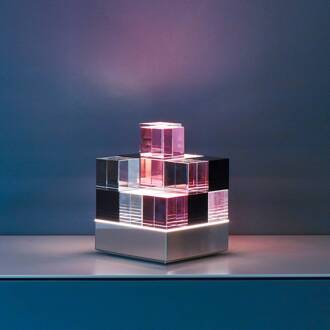 Cubelight LED tafellamp, roze/zwart roze, zwart, transparant