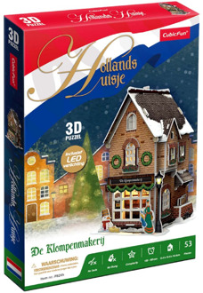 CubicFun 3D Puzzel - Hollandse Klompenmakerij LED (53 stukjes)
