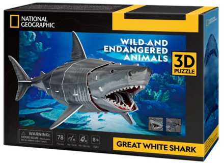 CubicFun 3D Puzzel - National Geographic Witte Haai (72 stukjes)