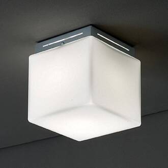 Cubis plafondlamp, chroom opaalwit