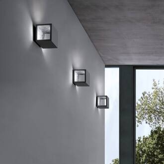Cubò LED wandlamp, 10 W, titanium/zilver titanium, bladzilver