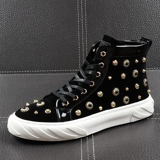 CuddlyIIPanda Mannen Casual Enkellaars Lente Herfst Hoge Top Klinknagels Hip Hop Sneakers Mannelijke Ademende Jeugd Trending Schoenen 38