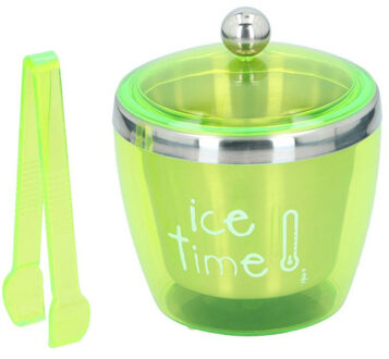 Cuisine Elegance IJsemmer inclusief tang - ijsklontjes houder - kunststof - groen - 14 x 13 cm - Cocktails en bar art