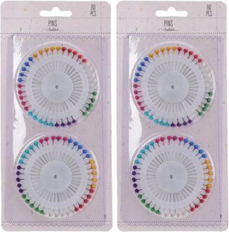 Cuisine Elegance Kopspelden/naaispelden - 3.6 cm - gekleurd - 160x stuks - hobby sierspelden